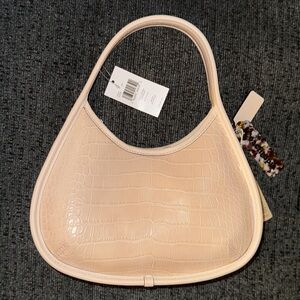 Coach Coachtopia Ergo Bag in Crocodile Embossed Leather Silver/Ivory White NWT